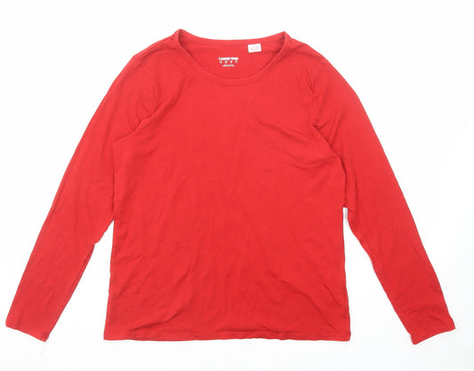 Lands' End Womens Red Cotton Basic T-Shirt Size M Round Neck