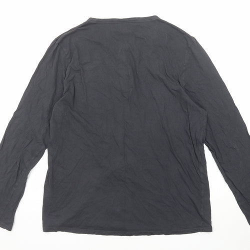Topman Mens Grey Cotton T-Shirt Size XL Round Neck