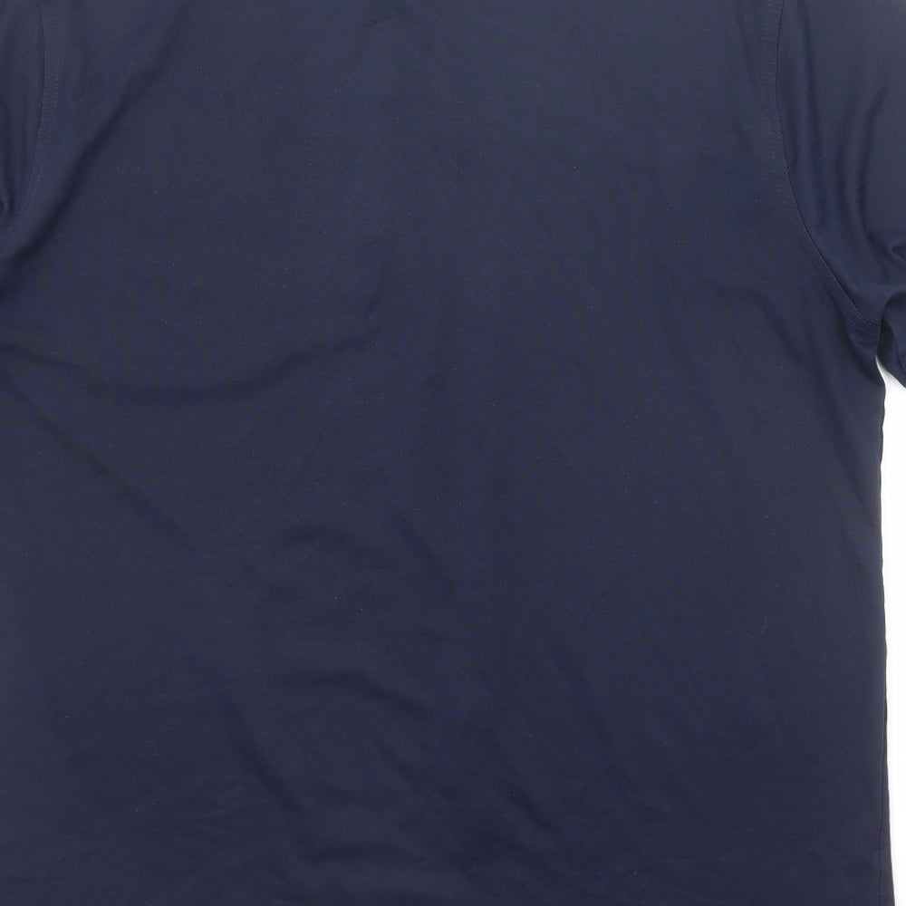 Tom Hagan Mens Blue Polyester Polo Size L Collared Button
