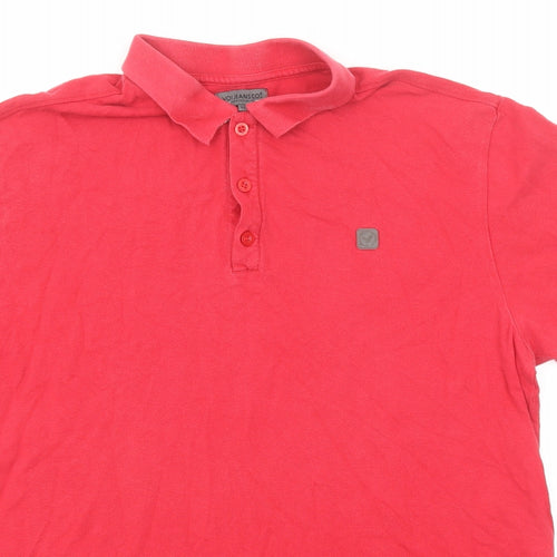 Voi Jeans Mens Red Cotton Polo Size XL Collared Button
