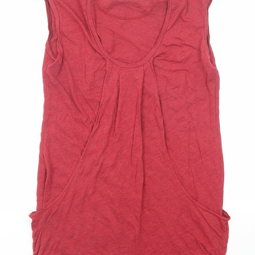 Bench Womens Red Cotton Basic T-Shirt Size XL Scoop Neck