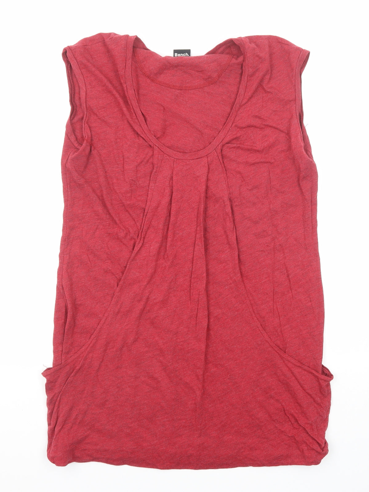 Bench Womens Red Cotton Basic T-Shirt Size XL Scoop Neck