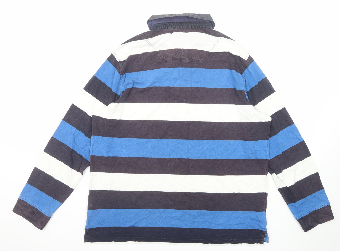 Blue Harbour Mens Multicoloured Striped Cotton Polo Size XL Collared Button