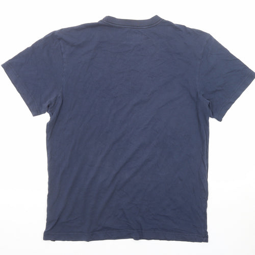 Hurley Mens Blue Cotton T-Shirt Size L Round Neck