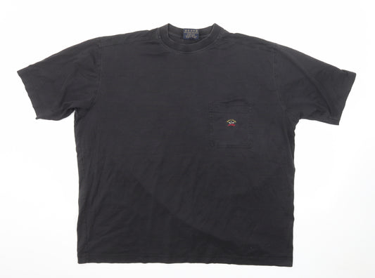 Paul & Shark Mens Black Cotton T-Shirt Size 4XL Round Neck