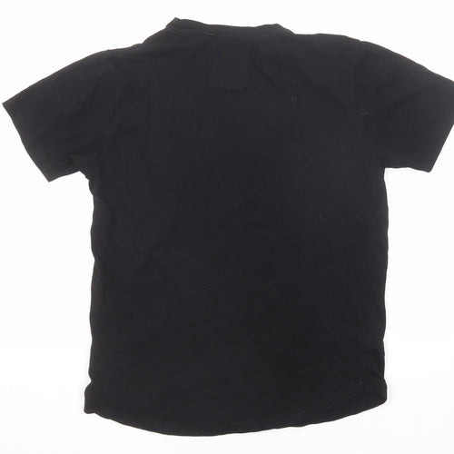 Supply & Demand Co. Boys Black Cotton Basic T-Shirt Size 12-13 Years Round Neck Pullover - Fearless