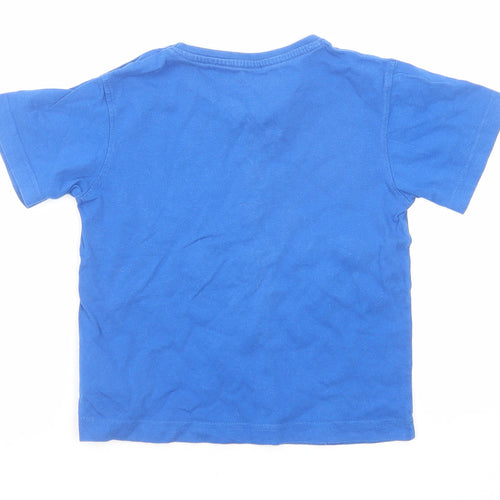 Mountain Warehouse Boys Blue Cotton Basic T-Shirt Size 5-6 Years Round Neck Pullover - Airplanes