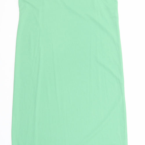 Marks and Spencer Womens Green Polyester Tank Dress Size 14 Square Neck Pullover