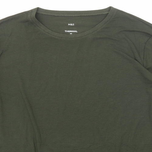 Marks and Spencer Mens Green Polyester T-Shirt Size 2XL Round Neck