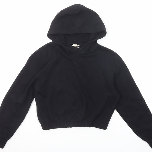 H&M Girls Black Cotton Pullover Hoodie Size 12-13 Years Pullover