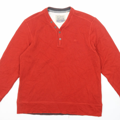 MANTARAY PRODUCTS Mens Orange V-Neck Cotton Pullover Jumper Size L Long Sleeve