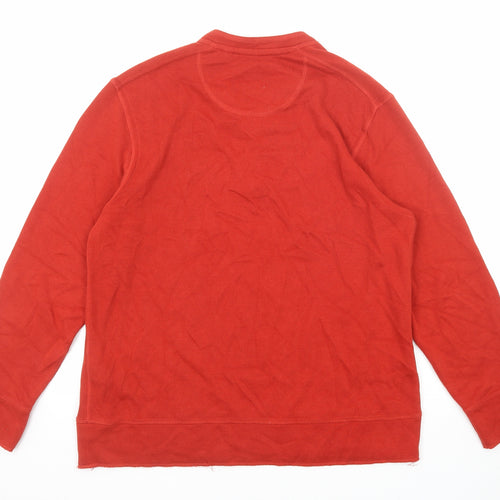 MANTARAY PRODUCTS Mens Orange V-Neck Cotton Pullover Jumper Size L Long Sleeve
