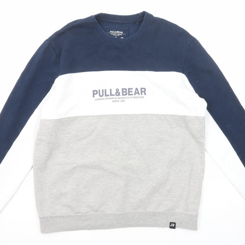 Pull&Bear Mens Multicoloured Cotton Pullover Sweatshirt Size L - Colourblock