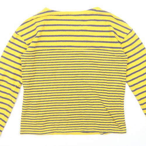 MANTARAY PRODUCTS Womens Yellow Round Neck Striped Cotton Pullover Jumper Size 12