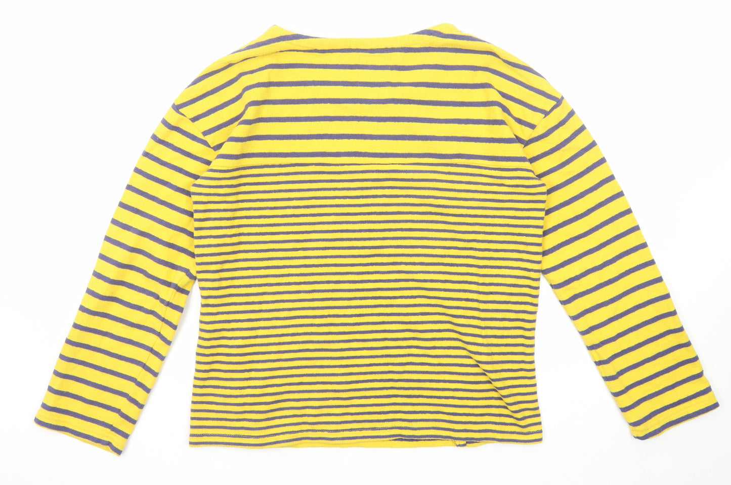 MANTARAY PRODUCTS Womens Yellow Round Neck Striped Cotton Pullover Jumper Size 12