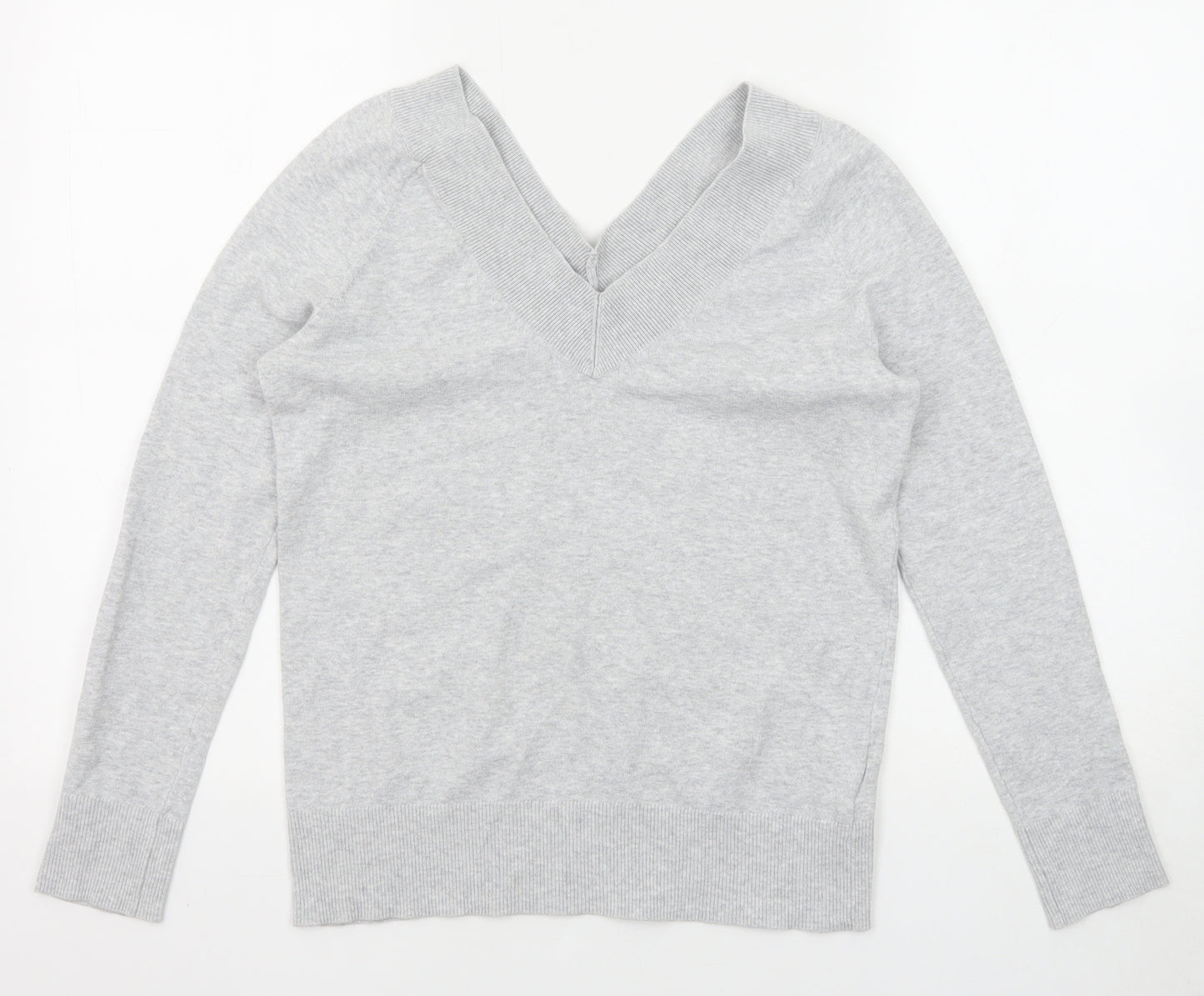 Portmans Womens Grey V-Neck Cotton Pullover Jumper Size XS