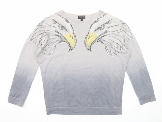 Topshop Womens Grey Cotton Pullover Sweatshirt Size 6 Pullover - Eagle