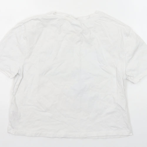 Disney Womens White Cotton Basic T-Shirt Size 6 Round Neck - Stitch