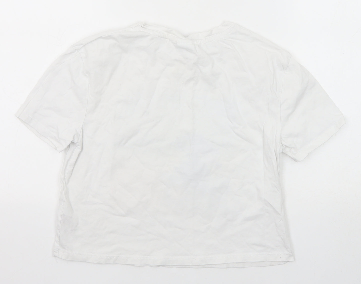 Disney Womens White Cotton Basic T-Shirt Size 6 Round Neck - Stitch