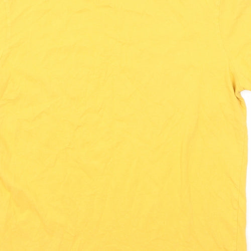 Jack Wills Mens Yellow Polyester T-Shirt Size L Round Neck