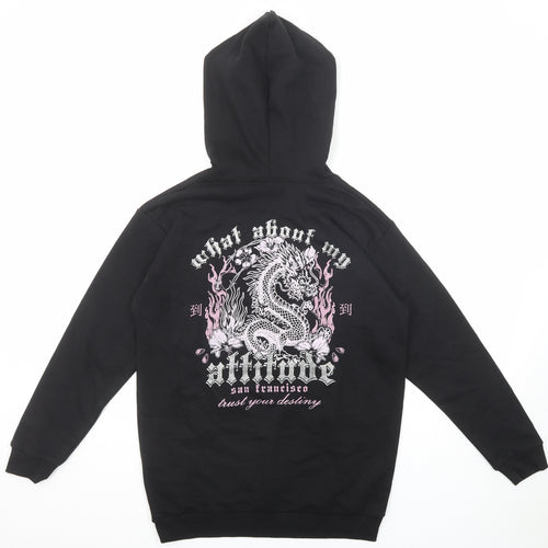 New Look Girls Black Cotton Pullover Hoodie Size 12-13 Years Pullover - Dragon