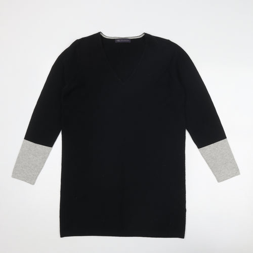 Marks and Spencer Womens Black V-Neck Cotton Pullover Jumper Size 16