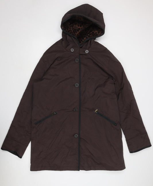 Lakeland Womens Brown Overcoat Coat Size 14 Button