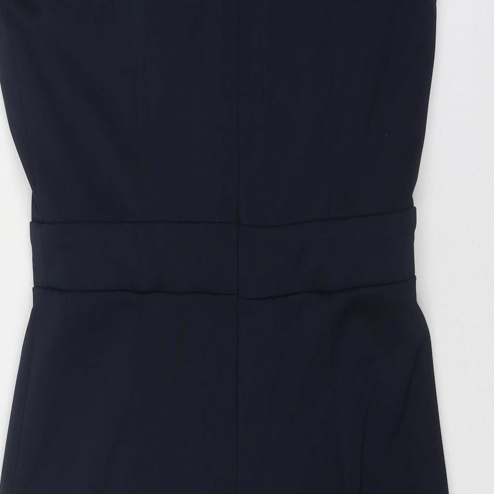 Little Mistress Womens Blue Polyester A-Line Size 10 V-Neck Zip