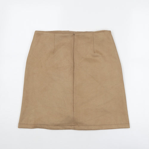 Michelle Keegan Womens Beige Polyester A-Line Skirt Size 12 Zip