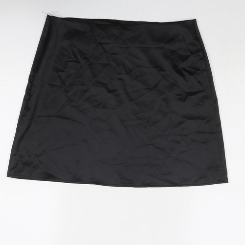 As You Womens Black Polyester A-Line Skirt Size 14 Zip