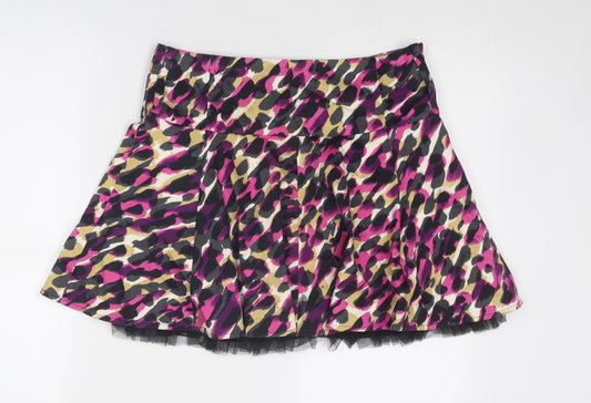 River Island Womens Multicoloured Geometric Cotton Tutu Skirt Size 10 Zip