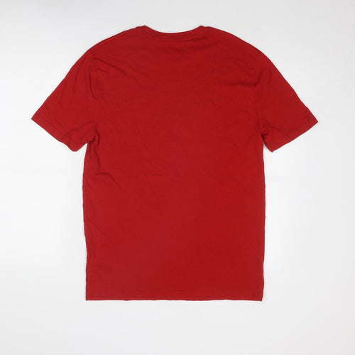 Marks and Spencer Mens Red Cotton T-Shirt Size S Round Neck - Merry Christmas Brew Dolph