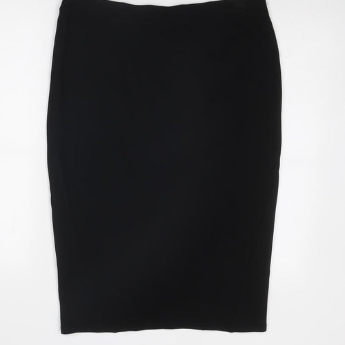 Marks and Spencer Womens Black Viscose Straight & Pencil Skirt Size 16