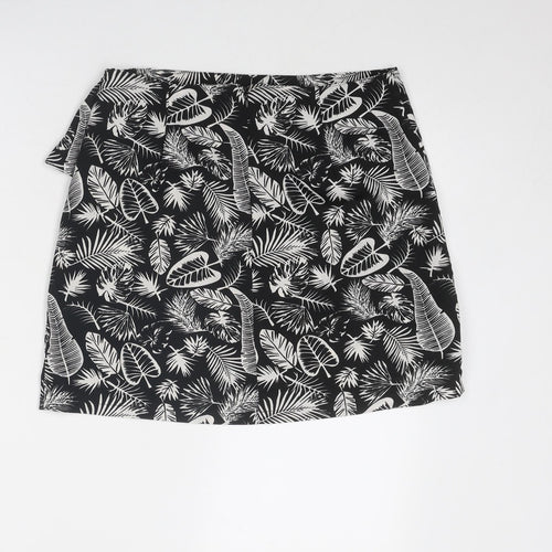 Golddigga Womens Black Geometric Polyester A-Line Skirt Size 12 Zip