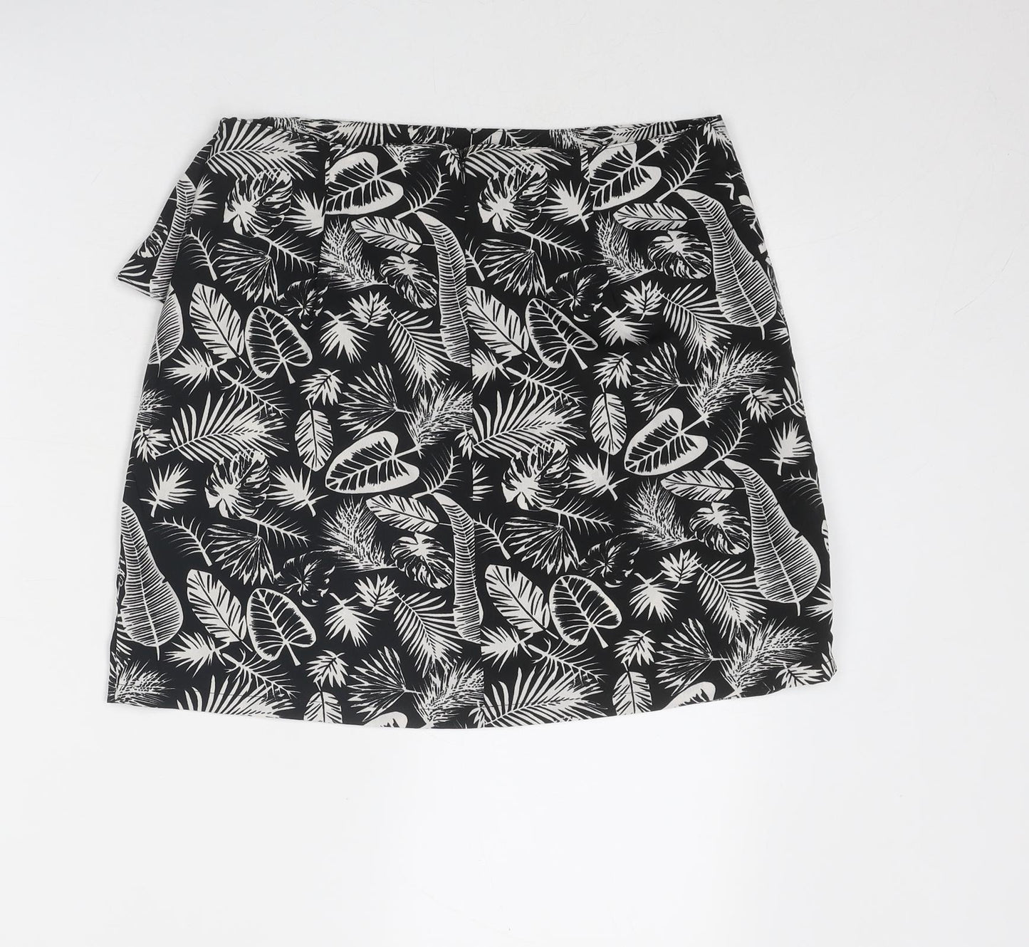 Golddigga Womens Black Geometric Polyester A-Line Skirt Size 12 Zip