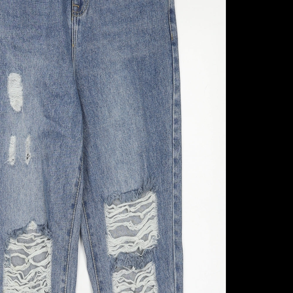 Urban bliss Womens Blue Cotton Mom Jeans Size 8 Regular Zip