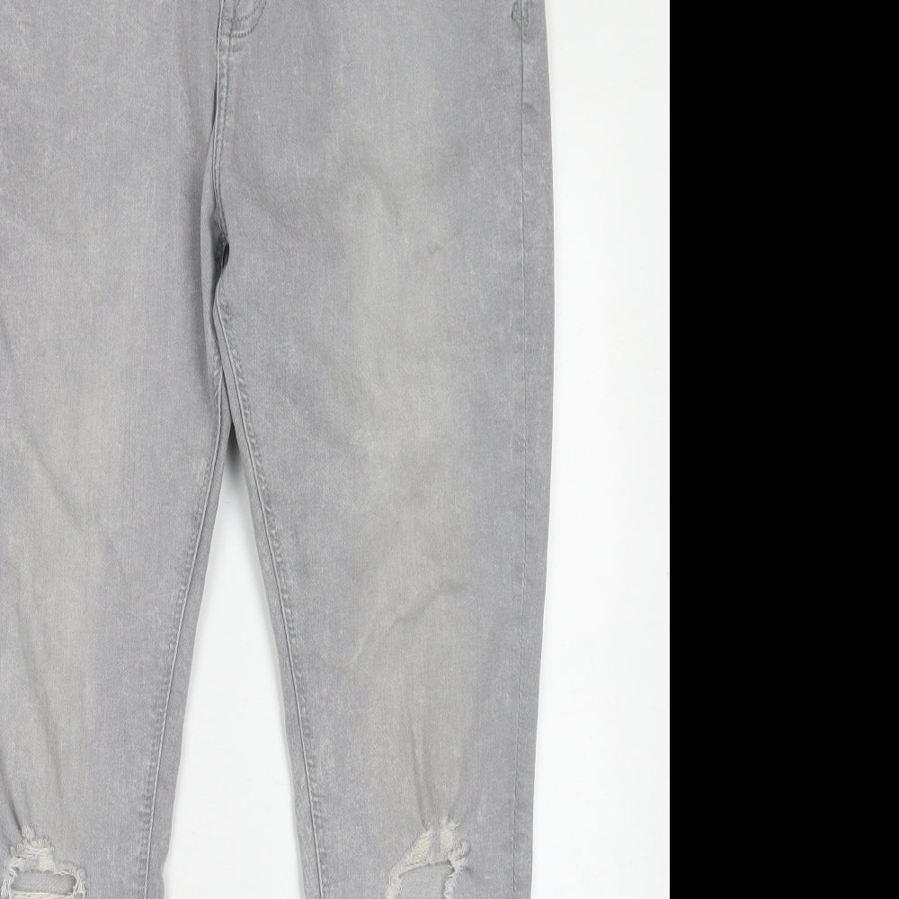 Bershka Mens Grey Cotton Skinny Jeans Size 32 in Regular Zip