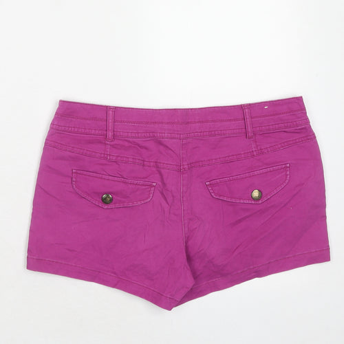 New Look Womens Purple Cotton Hot Pants Shorts Size 12 Regular Zip
