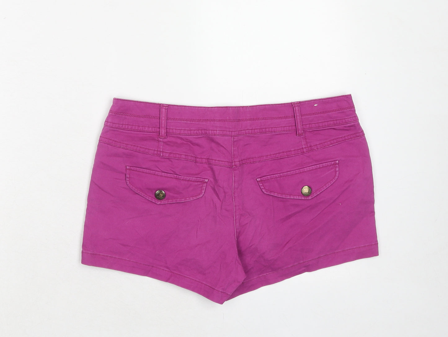 New Look Womens Purple Cotton Hot Pants Shorts Size 12 Regular Zip