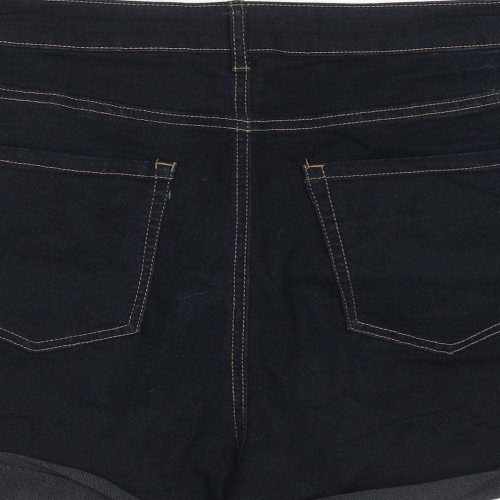 FOREVER 21 Womens Blue Cotton Hot Pants Shorts Size 18 Regular Zip