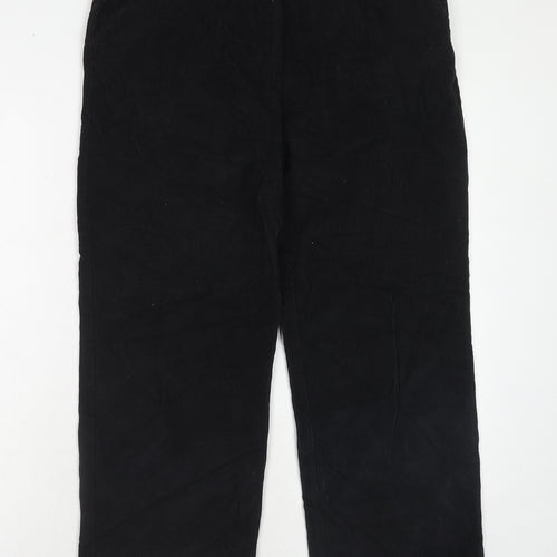 Alice Collins Womens Black Cotton Trousers Size 14 Regular Zip