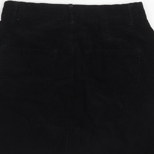 New Look Womens Black Cotton A-Line Skirt Size 8 Zip