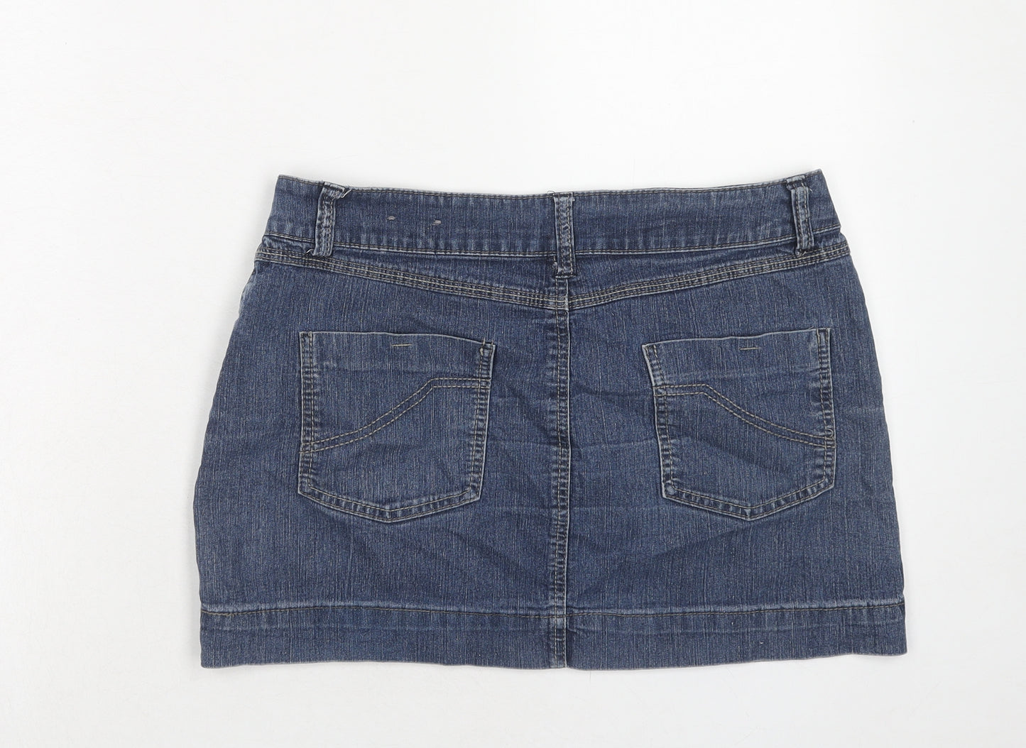 Dorothy Perkins Womens Blue Cotton Mini Skirt Size 12 Zip
