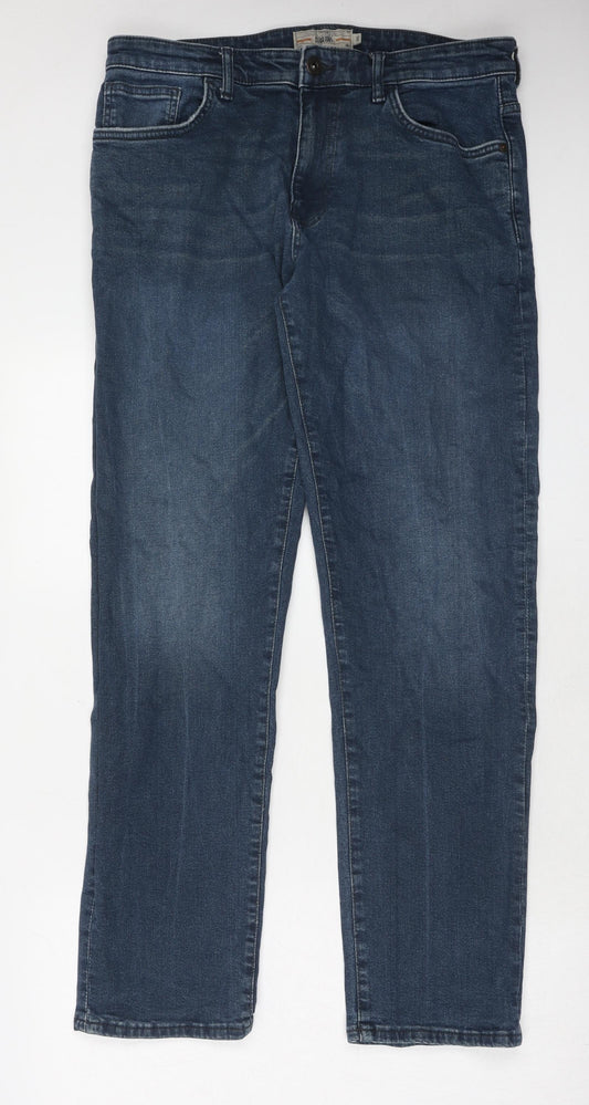 NEXT Mens Blue Cotton Straight Jeans Size 34 in Regular Zip - Long Leg