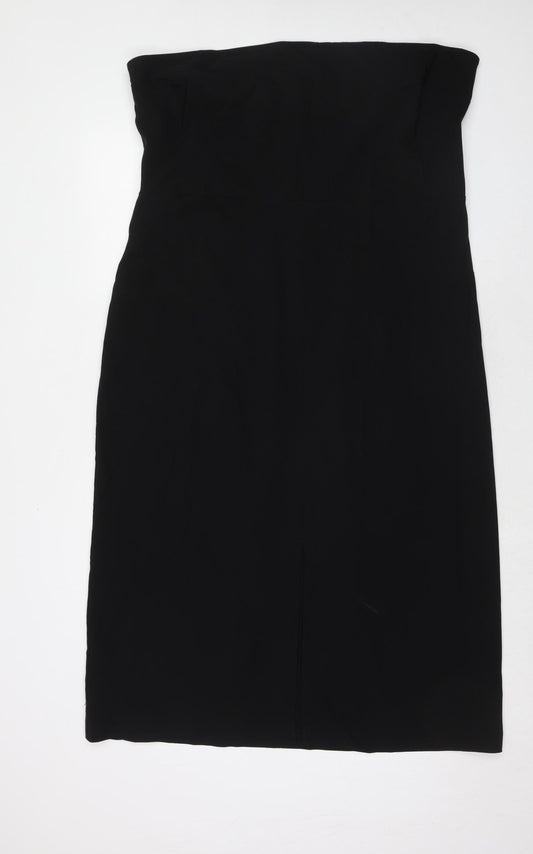 Marks and Spencer Womens Black Viscose A-Line Size 22 Off the Shoulder Zip