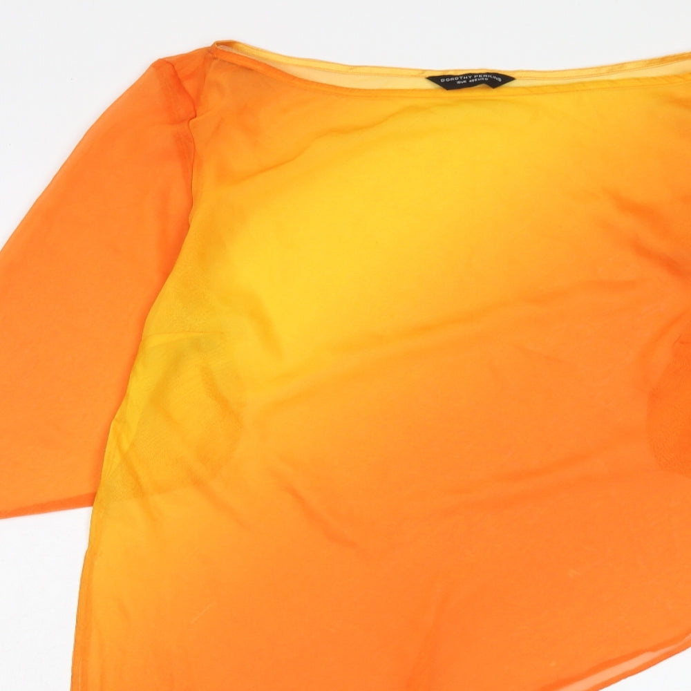 Dorothy Perkins Womens Orange Geometric Polyester Basic Blouse Size 18 Round Neck