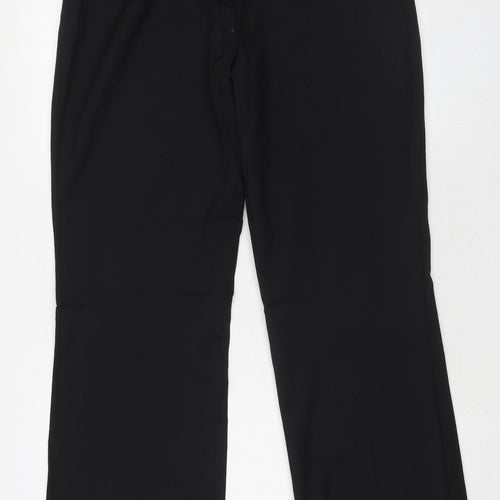Charles Tyrwhitt Womens Black Wool Trousers Size 14 Regular Hook & Eye