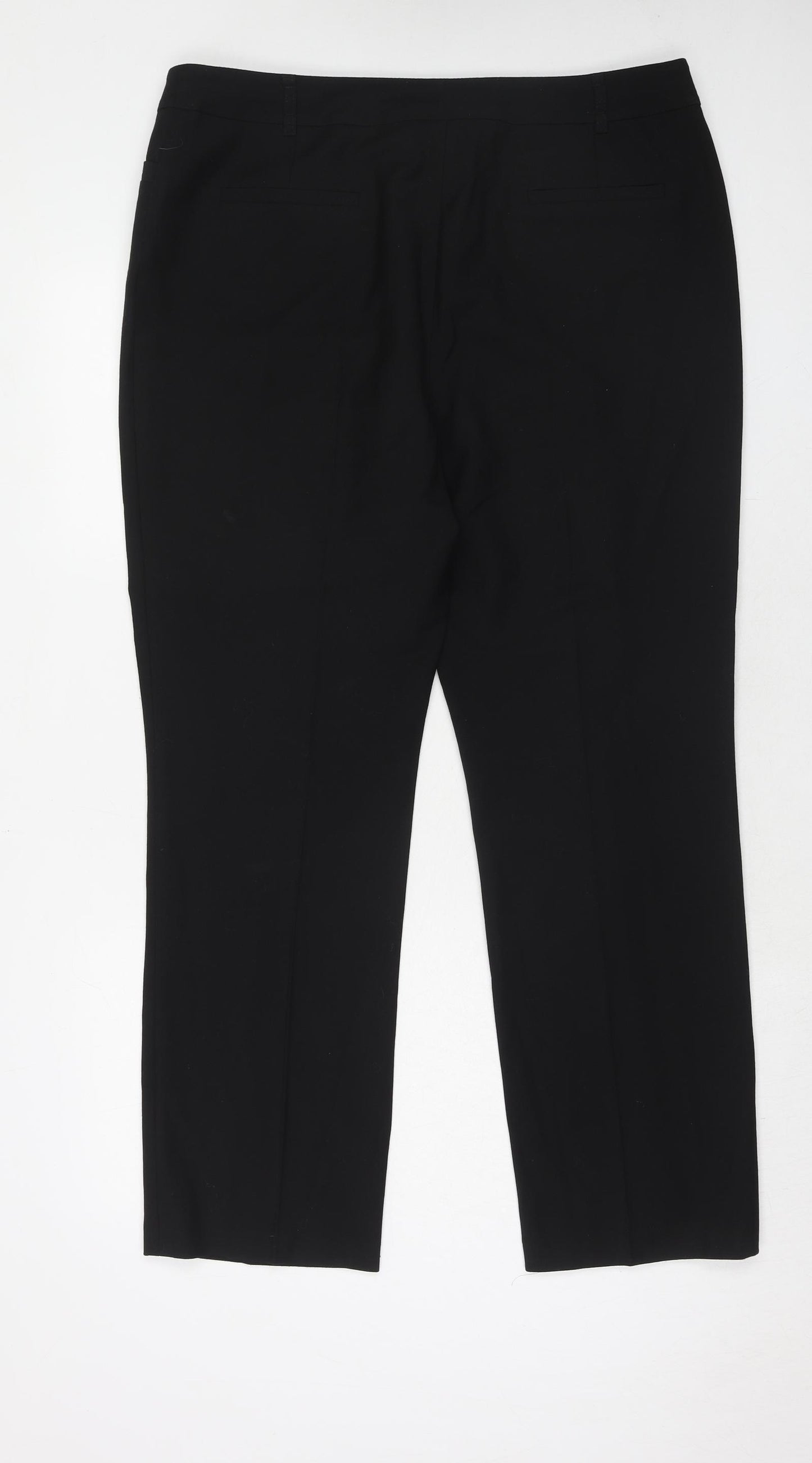 CC Womens Black Polyester Chino Trousers Size 16 Regular Hook & Eye