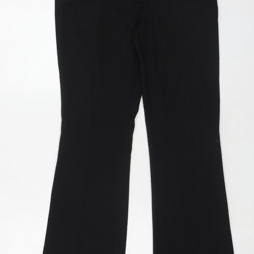 H&M Womens Black Polyester Trousers Size 8 Regular Hook & Eye