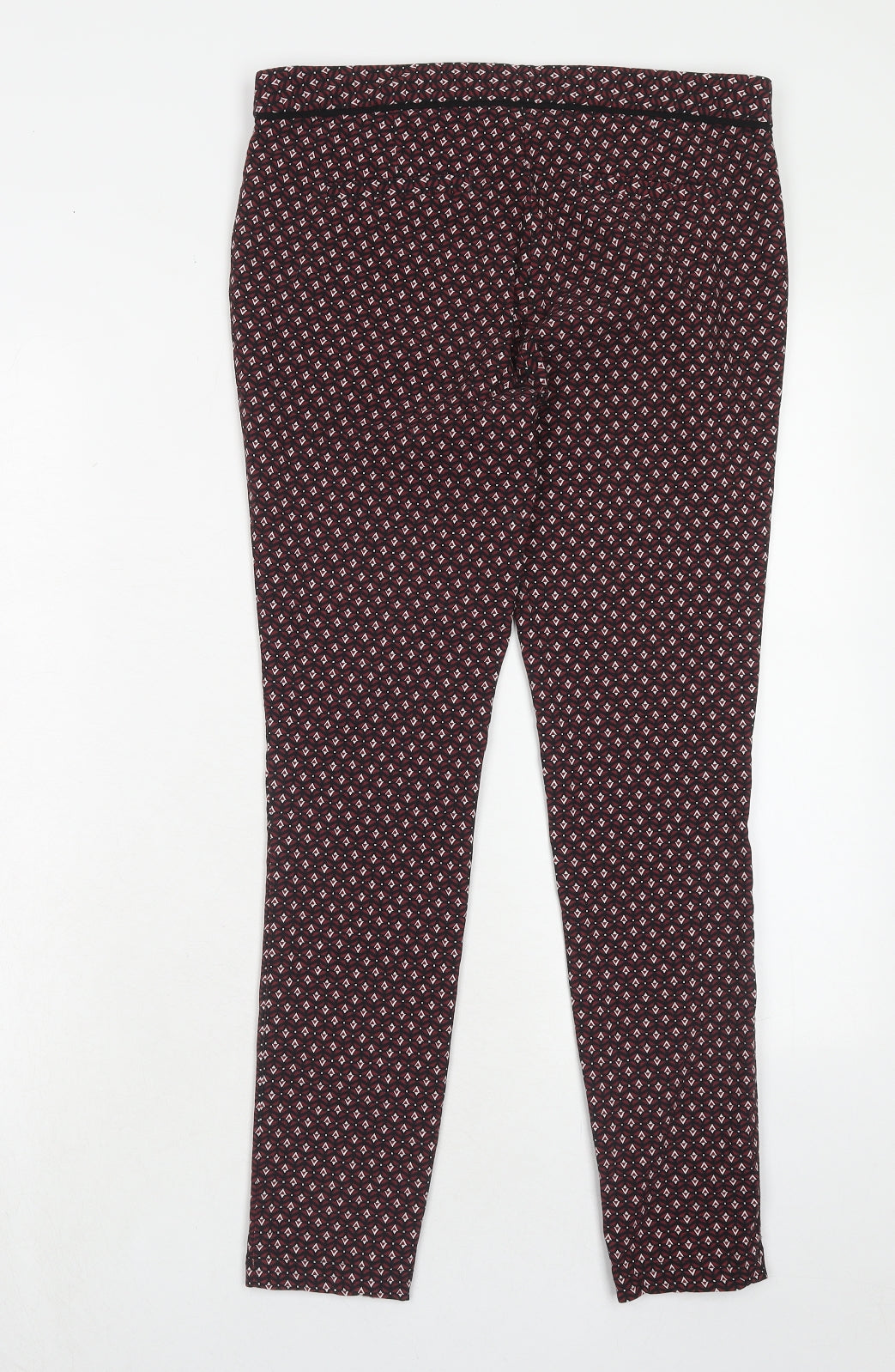 Dorothy Perkins Womens Red Geometric Viscose Trousers Size 12 Regular Zip